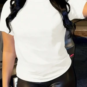 White T-shirt Slayr Solid Color Round Neck Basic Short Sleeve T-Shirt For Leisure In Summer